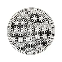 casa moro table mosaïque marocaine d120 noir et blanc émaillé rond avec cadre en fer forgé | artisanat du maroc | table de jardin mosaïque boho chic table à manger | mt2148