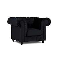mobilier-deco warren - fauteuil chesterfield en velours noir