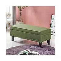 bakaji pouf coffre de rangement pour chambre à coucher, revêtement en tissu rectangulaire, doux, grand canapé, de rangement ouvrable, structure en bois, grande capacité 80 x 45 cm (vert)