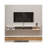 pmnianhua meuble tv suspendu - meuble tv bas - meuble tv - meuble tv - multimédia - grand rangement avec 1 porte et 2 armoires - pour salon, chambre à coucher et bureau (240 cm)