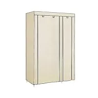 yiming armoire chambre d'adulte à deux portes, armoire de rangement pliable et portable, penderie en tissus non-tissé, armoire à vêtements avec une tringle (beige, 110×45×175 cm)