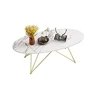 cjgkdjs table basse ovale en marbre, table d'appoint en fer forgé simple en métal doré pour salon, table d'appoint moderne, blanc
