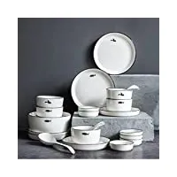service de vaisselle en porcelaineensemble de vaisselle en céramique 32 pièces, assiette à dîner/déjeuner pour 8 personnes intérieur extérieur coffre-fort, vaisselle de cuisine, assiettes et bols, as