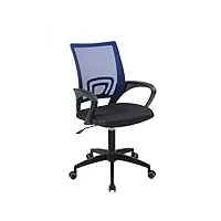 kayelles flag e - chaise bureau ergonomique à roulettes pivotant/réglable haut bas (bleu noir)