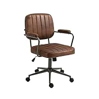 clp fauteuil de bureau retro natrona en similicuir i chaise de travail avec piètement métal i réglable et pivotant, couleur:cognac