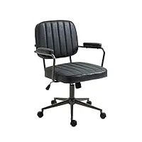 clp fauteuil de bureau retro natrona en similicuir i chaise de travail avec piètement métal i réglable et pivotant, couleur:noir antique