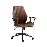clp fauteuil de bureau retro nampa en similicuir i chaise de travail avec piètement métal i réglable et pivotant, couleur:cognac