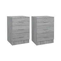 vidaxl 2x tables de chevet tables de nuit armoires de chevet armoires de lit avec rangement chambre sonoma gris 38x35x56cm bois d'ingénierie