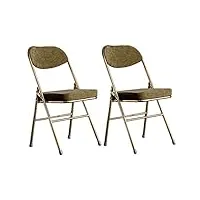 chaise de salle à manger moderne (2pcs) chaise pliante, chaise de salle à manger à dossier argenté galvanoplastie ménage, base de photographie rétro chaise de bureau en velours côtelé rouge filet (col