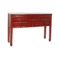 console table console en métal et orme coloris rouge - longueur 128 x profondeur 30 x hauteur 88 cm -pegane-