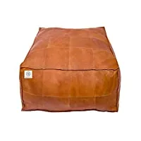 ottomanmarrakech pouf carré en cuir non rembourré | pouf ottoman super doux fait à la main | repose-pieds décoratif marocain disponible en 63,5 x 63,5 x 45,7 cm