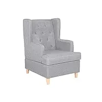 mingone fauteuil de salon design fauteuil scandinave en tissu lin fauteuil avec accoudoirs chaise rembourrée confortable pour salon chambre à coucher, gris clair