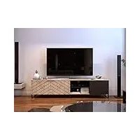 bobochic - auxane - meuble tv - bois et noir - 200 cm - style contemporain - noir/bois