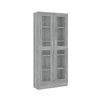 vidaxl armoire à vitrine bibliothèque support à livres meuble de rangement salle de séjour intérieur sonoma gris 82,5x30,5x185,5 cm bois d'ingénierie