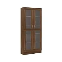 vidaxl armoire à vitrine bibliothèque support à livres meuble de rangement salle de séjour intérieur chêne marron 82,5x30,5x185,5 cm bois d'ingénierie