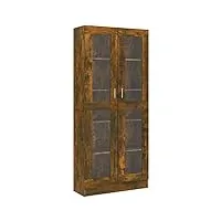 vidaxl armoire à vitrine bibliothèque support à livres meuble de rangement salle de séjour intérieur chêne fumé 82,5x30,5x185,5 cm bois d'ingénierie