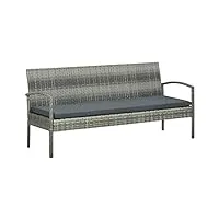 vidaxl canapé de jardin à 3 places avec coussin canapé de patio canapé de terrasse meuble de jardin meuble d'extérieur gris résine tressée