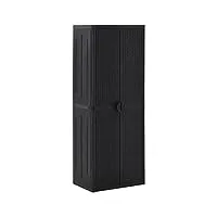 meubles, armoires et rangement, armoires de rangement et casiers, armoire de rangement de jardin en rotin pp noir 65 x 45 x 172 cm