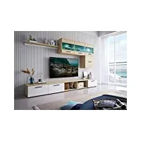 skraut home | meubles de salon | 250 x 190 x 42 cm | ensemble de meubles salon| unité murale| meuble bas tv| salle à manger| ensemble de séjour avec ilumination led.