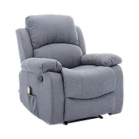 astan hogar fauteuil relax avec inclinaison manuelle, massage et thermothérapie, modèle ramón ah-ar30900mr, coton, gris, 89d x 85,5w x 99,5h cm