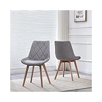 b&d home chaises de salle à manger tania (lot de 2) | chaise rembourrée pour salle à manger, cuisine, bureau | design scandinave | tissu gris, 11118-grau-2