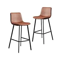 tabouret de bar industriel - tabouret de petit-déjeuner - tabourets de comptoir chaises de salle à manger - siège de coussin pu et avec repose-pieds - 350 lb capacité - ensemble de 2