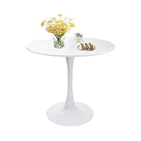 table de salle à manger ronde moderne blanche de 80 cm - table décorative robuste avec base en forme de tulipe - table de salle à manger ronde du milieu du siècle