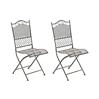 lot de 2 chaises de jardin pliables kiran i chaise d'extérieur en fer style antique, couleur:bronze