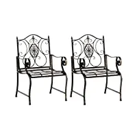 lot de 2 chaises de jardin punjab i chaise d'extérieur en fer avec accoudoirs style antique, couleur:bronze