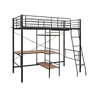 tidyard lit superposé avec cadre de table lit superposé en métal pour chambre d'enfants, lits pour enfants avec rails de sécurité et échelle sécurisée gris 90x200 cm