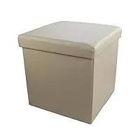 cjgkdjs pouf de rangement banc tabouret repose-pieds en cuir,cube pliant boîte à jouets organisateur boîte pouf coffre siège unique-beige 30x30x30cm(12x12x12) (beige 30x30x30cm(12x12x12))