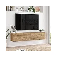 [en.casa] meuble tv à 2 portes meuble de rangement design pour salon panneau de particules mélaminé 30 x 140 x 32 cm effet chêne rustique