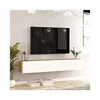 [en.casa] meuble tv à 2 portes meuble de rangement design pour salon panneau de particules mélaminé 30 x 180 x 32 cm effet chêne rustique blanc