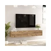 [en.casa] meuble tv à 2 portes meuble de rangement design pour salon panneau de particules mélaminé 30 x 180 x 32 cm effet chêne rustique