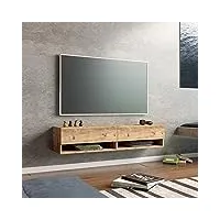 [en.casa] meuble tv à 2 portes meuble de rangement design pour salon avec 2 espaces de stockage panneau de particules mélaminé 30 x 140 x 32 cm effet chêne rustique