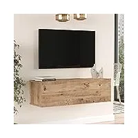 [en.casa] meuble tv à porte meuble de rangement design pour salon panneau de particules mélaminé 30 x 100 x 32 cm effet chêne rustique