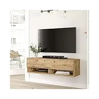 [en.casa] meuble tv à porte meuble de rangement design pour salon avec 2 espaces de stockage panneau de particules mélaminé 30 x 100 x 32 cm effet chêne rustique
