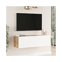 [en.casa] meuble tv à porte meuble de rangement design pour salon panneau de particules mélaminé 30 x 100 x 32 cm effet chêne rustique blanc