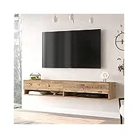 [en.casa] meuble tv à 2 portes meuble de rangement design pour salon avec 2 espaces de stockage panneau de particules mélaminé 30 x 180 x 32 cm effet chêne rustique