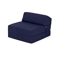 ready steady bed chaise pliante z-fold confortable | canapé-lit futon léger | housse souple et résistante à l'eau | matelas zbed de conception ergonomique (marine)