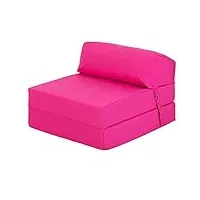 ready steady bed chaise pliante z-fold confortable | canapé-lit futon léger | housse souple et résistante à l'eau | matelas zbed de conception ergonomique (rose)