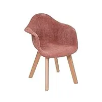 atmosphera - chaise enfant à accoudoirs lena - rose - velours côtelé