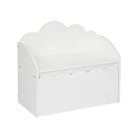 atmosphera - banc coffre enfant nuage - bois - blanc - 60x30 cm