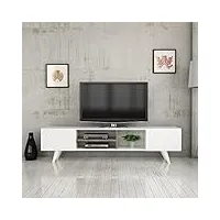 [en.casa] meuble tv de salon à 2 portes support banc télé avec espaces de rangement panneau de particules plastique 40 x 160 x 31 cm blanc effet noyer