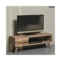 [en.casa] meuble tv de salon à tiroir support banc télé avec espaces de rangement panneau de particules plastique 33 x 90 x 30 cm effet chêne