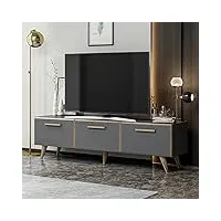 [en.casa] meuble tv de salon à 3 portes support banc télé avec espaces de rangement panneau de particules plastique 45 x 160 x 37 cm anthracite effet bois