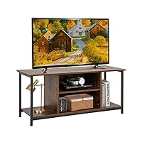 giantex meuble tv de style industriel avec stratifié réglable pour tv jusqu'à 43 pouces, compartiment ouvert, meuble tv, commode tv, buffet bas marron