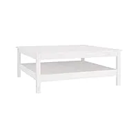 vidaxl table basse table d'appoint rangement table centrale bout de canapé salon salle de séjour intérieur blanc 100x100x40 cm bois massif de pin