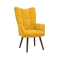 tidyard fauteuil relax fauteuil relaxation chaise avec accoudoirs chaise de relaxation douce et confortable design elégant jaune moutarde velours