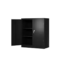 kizqyn armoire de fichiers armoire de rangement en métal noir avec 2 portes et 2 étagères en acier verrouillable for bureau armoire de bureau